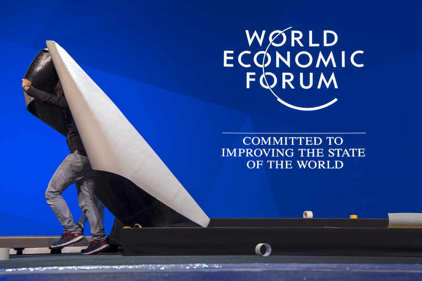 Preparativos en la Cumbre de Davos de 2019.