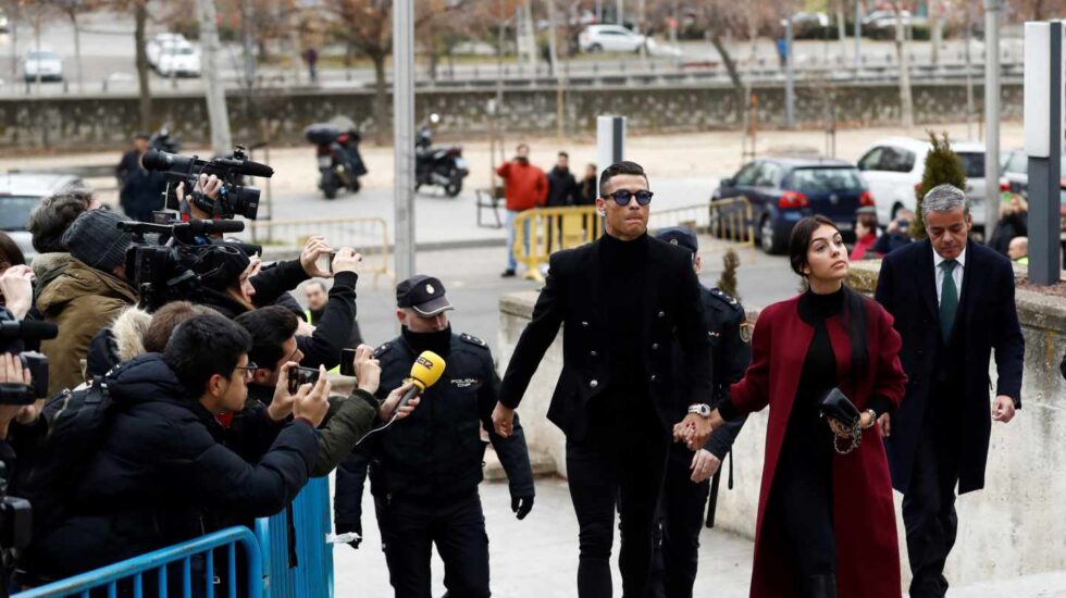 Cristiano Ronaldo entra en la Audiencia Provincial de Madrid.