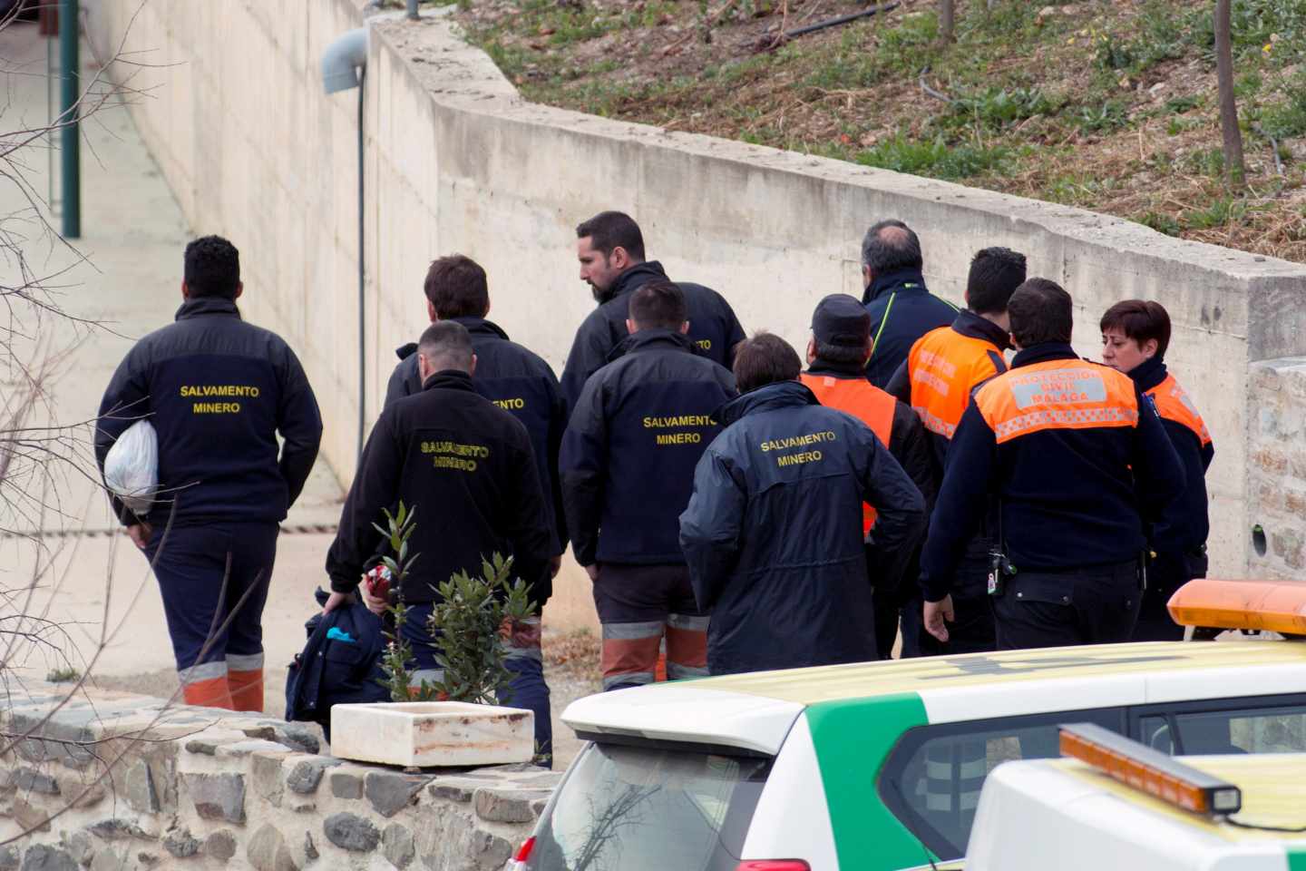 La Brigada de Salvamento Minero de Hunosa llega al puesto de mando donde se continúan los trabajos de rescate de Julen