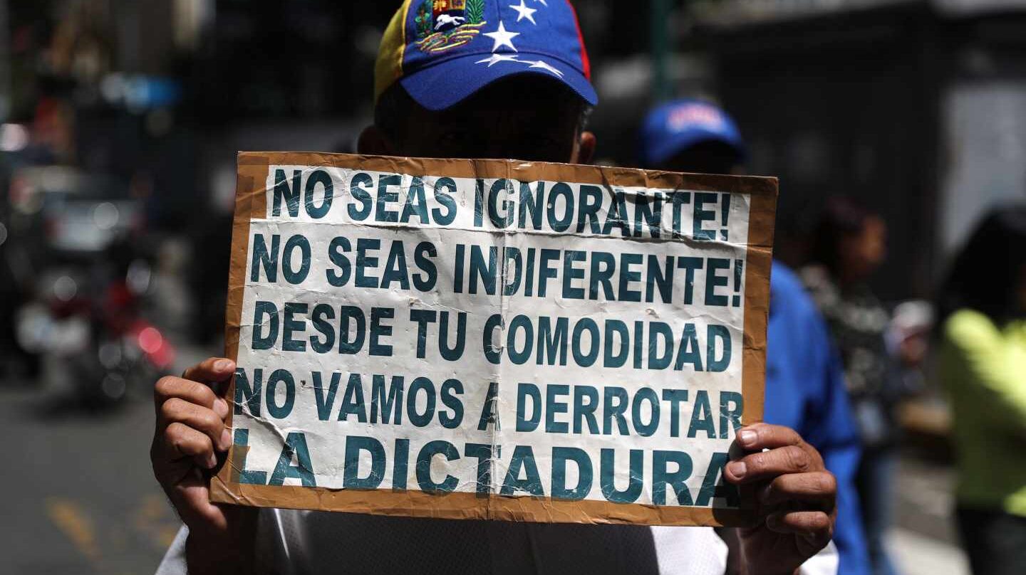Manifestación contra la dictadura en Caracas.