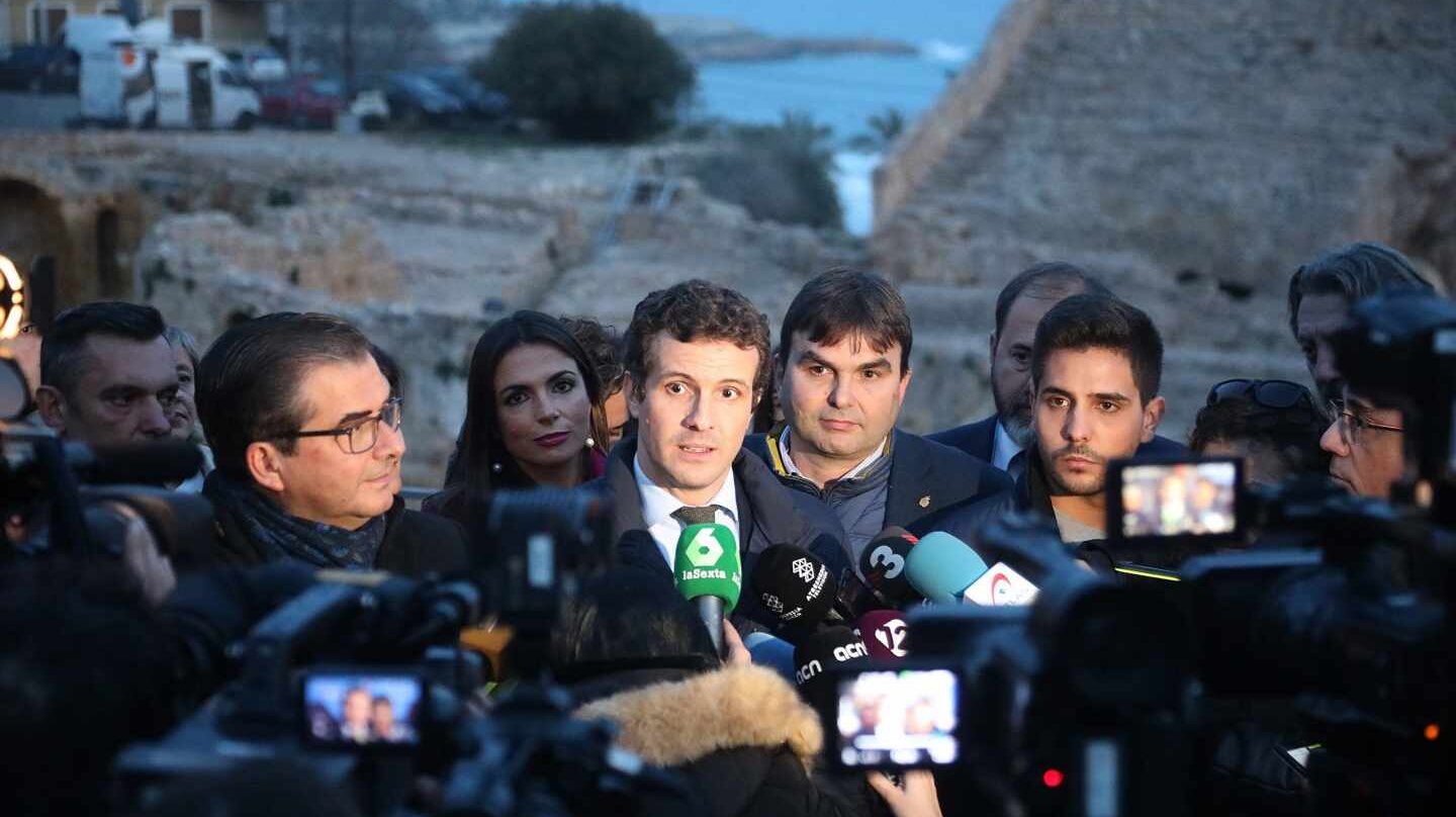 El líder del PP, Pablo Casado, este jueves en Tarragona