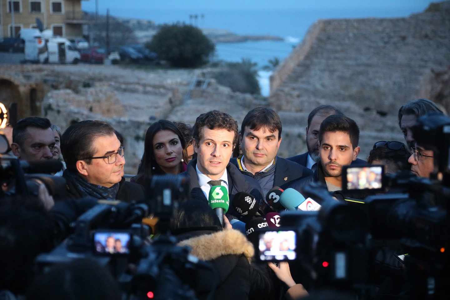 El líder del PP, Pablo Casado, este jueves en Tarragona
