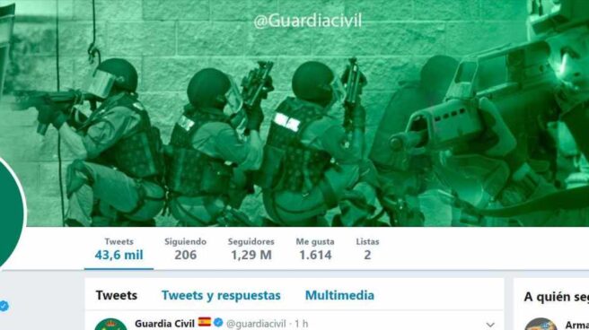 Perfil oficial de la Guardia Civil en Twitter.