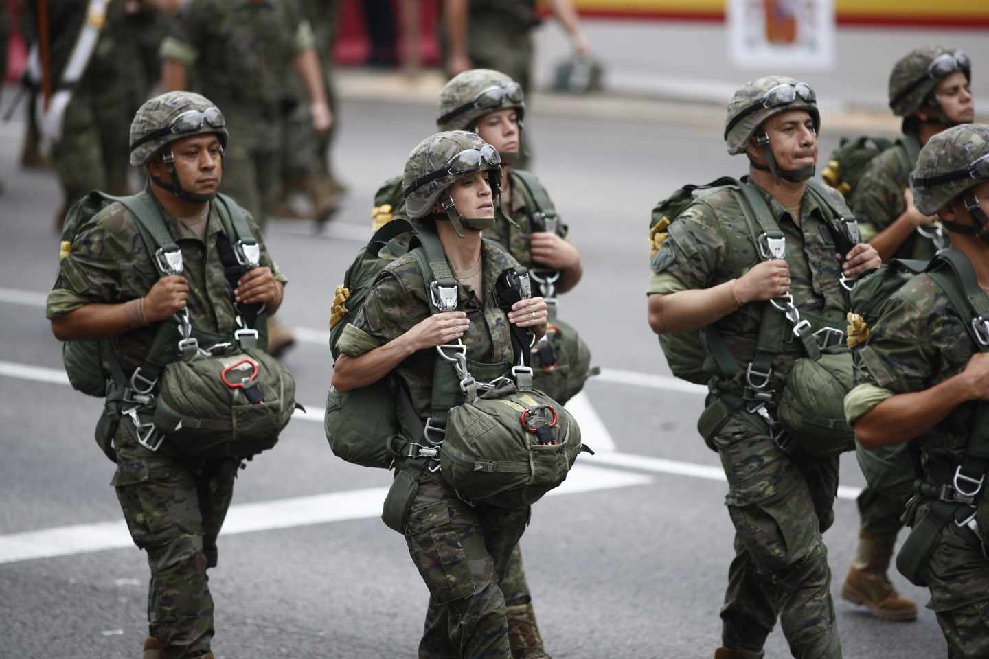 Soldados durante el desfile del 12 de octubre.