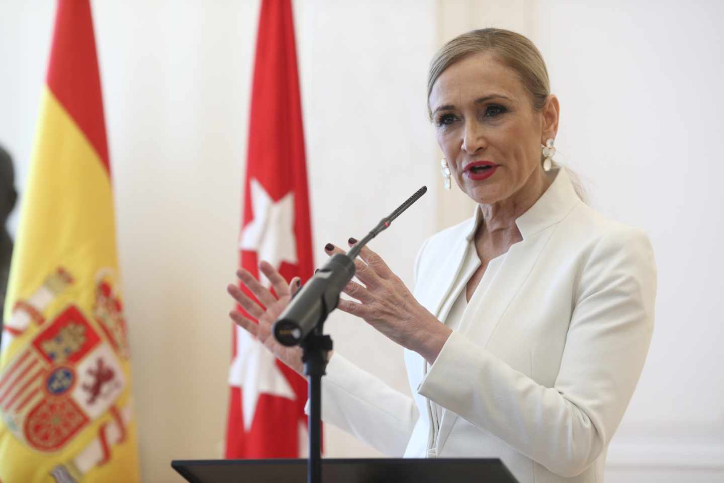 Cristina Cifuentes, el día que anunció su dimisión como presidenta de la Comunidad de Madrid.