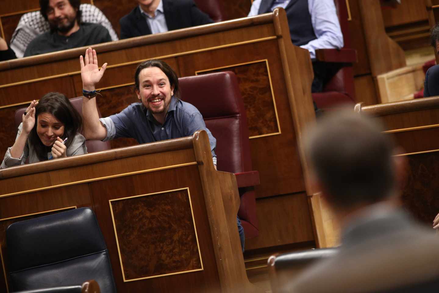 Pablo Iglesias e Irene Montero en el Congreso de los Diputados.