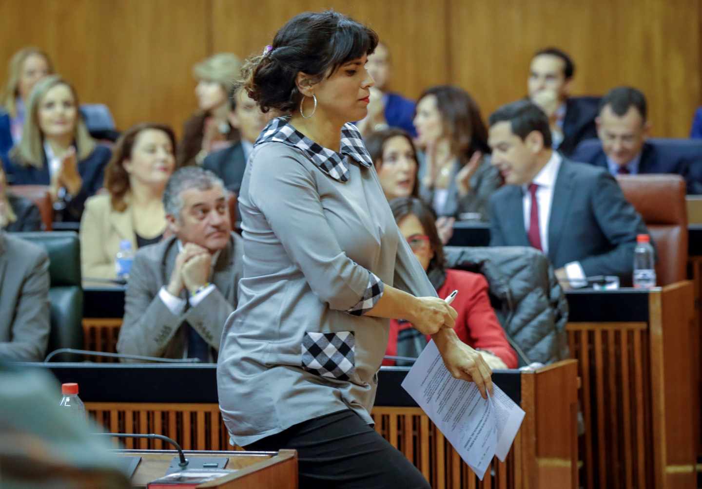 Teresa Rodríguez, en el pleno de investidura.