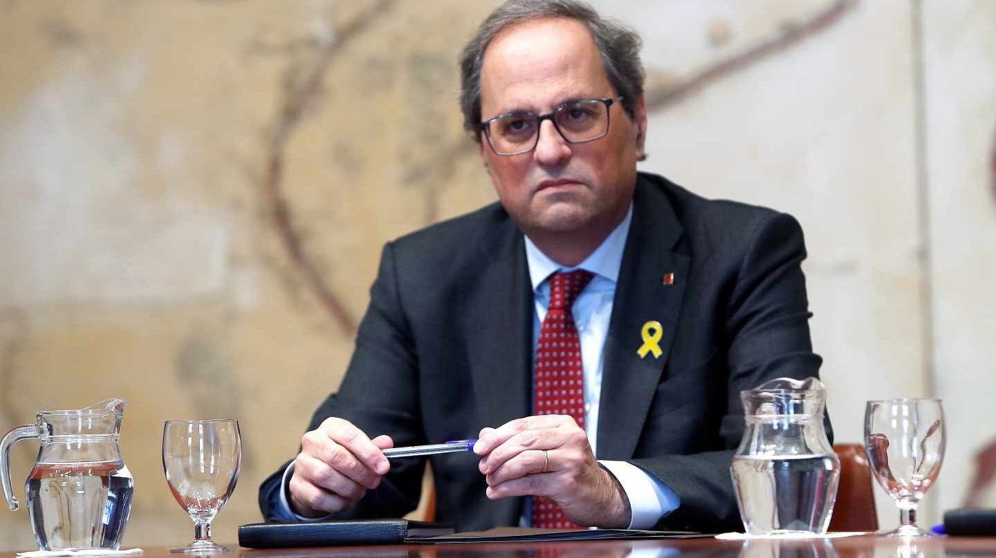 El presidente de la Generalitat, Quim Torra, durante la reunión extraordinaria del gobierno catalán.