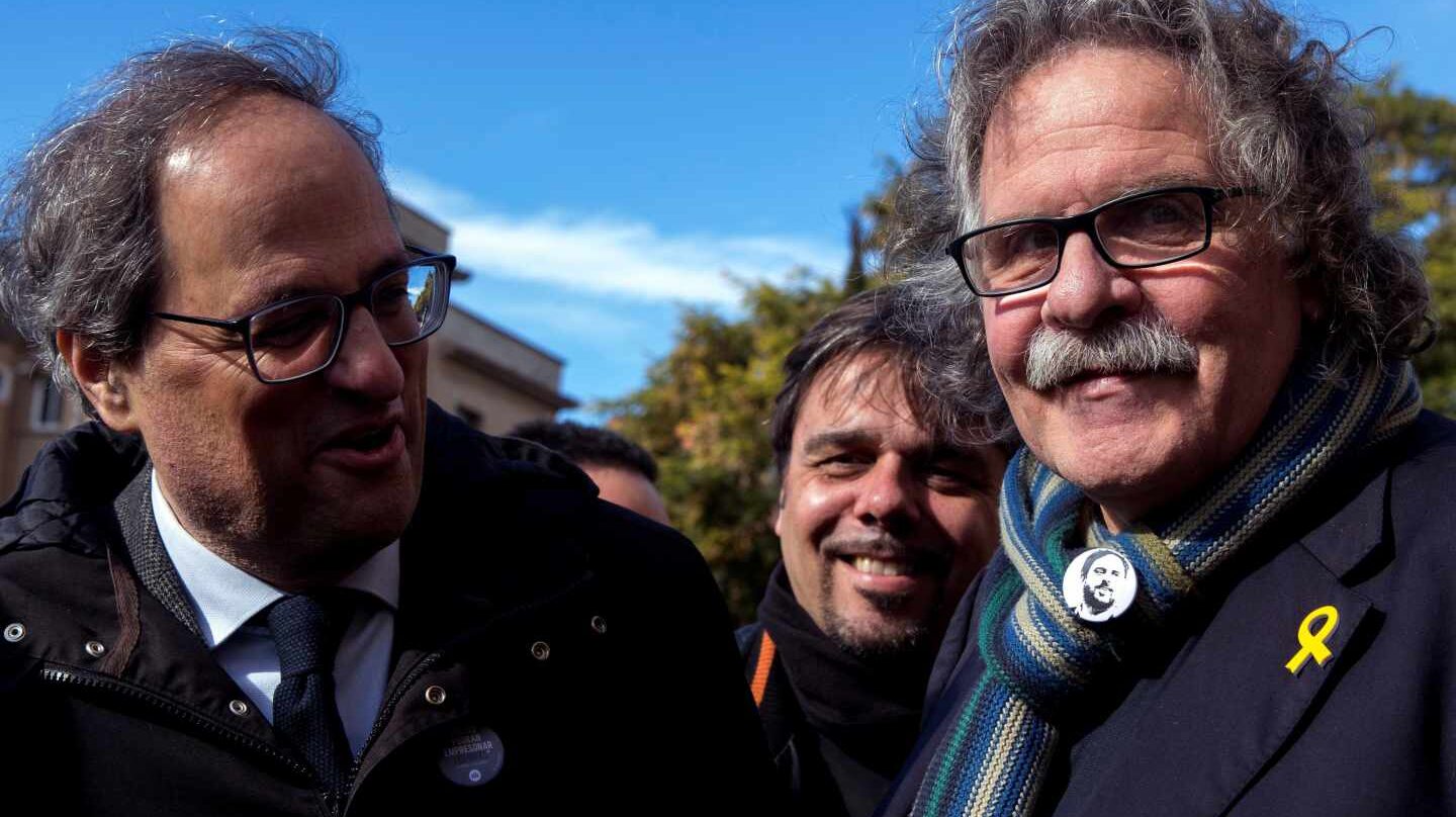 El presidente de la Generalitat, Quim Torra, y el diputado de ERC Joan Tardà.