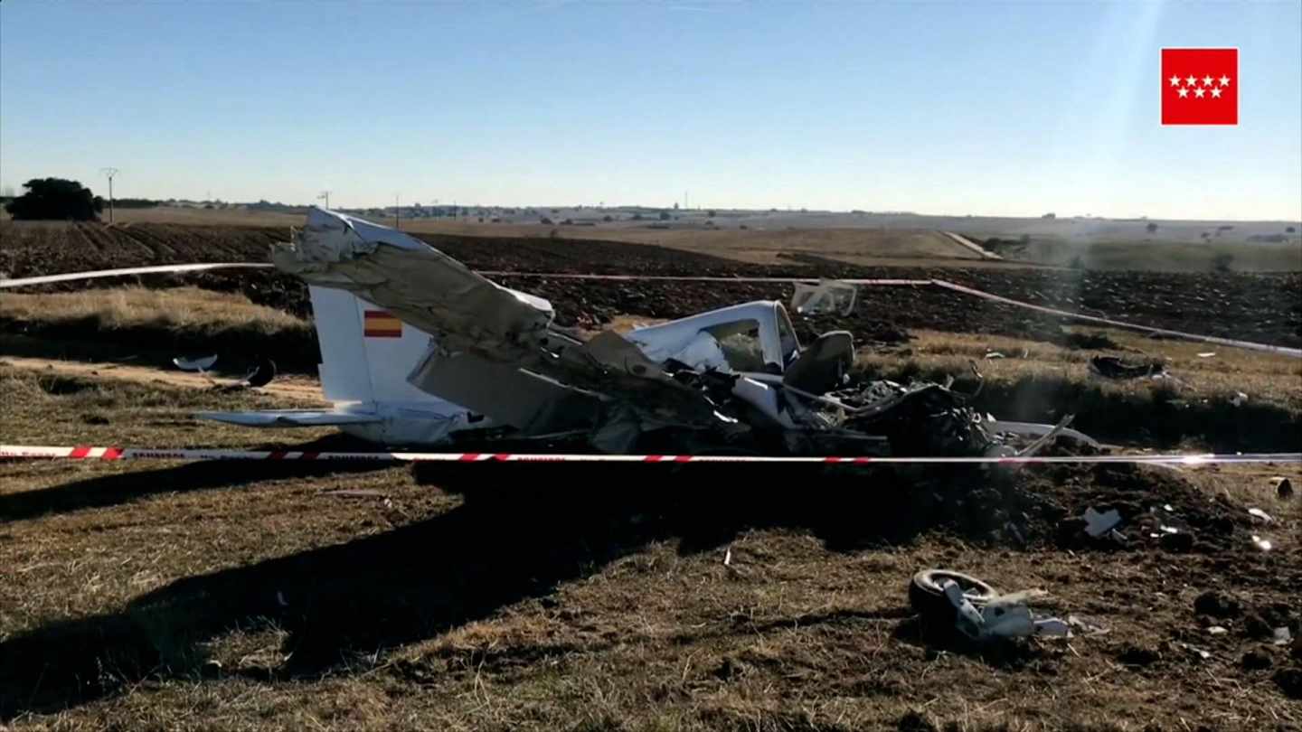 Fotografia de la avioneta accidentada facilitada por la Comunidad de Madrid