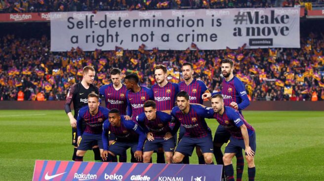 Pancarta independentista en el Nou Camp.