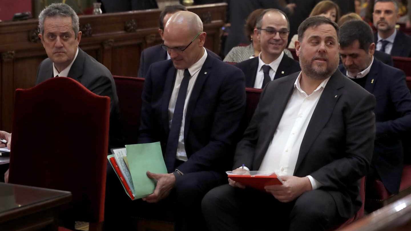 Juicio al 'procés': Joaquim Forn, Raül Romeva, Jordi Turull y Oriol Junqueras, en el banquillo de los acusados.