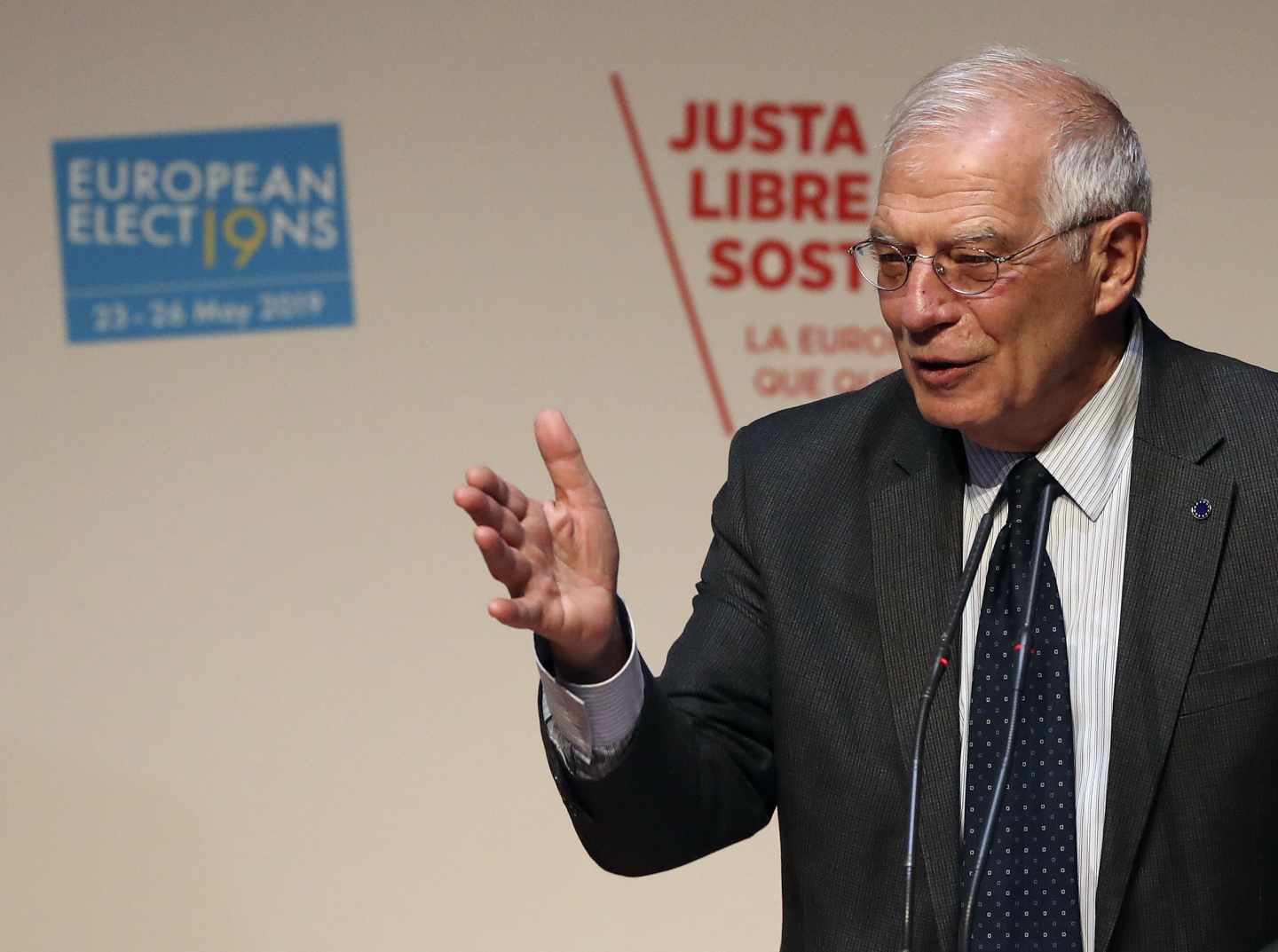 El ministro de Asuntos Exteriores, Josep Borrell, durante la Convención del Partido Socialista Europeo.