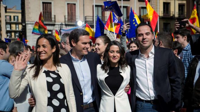 Inés Arrimadas, junto a Albert Rivera, Begoña Villacís e Ignacio Aguado.