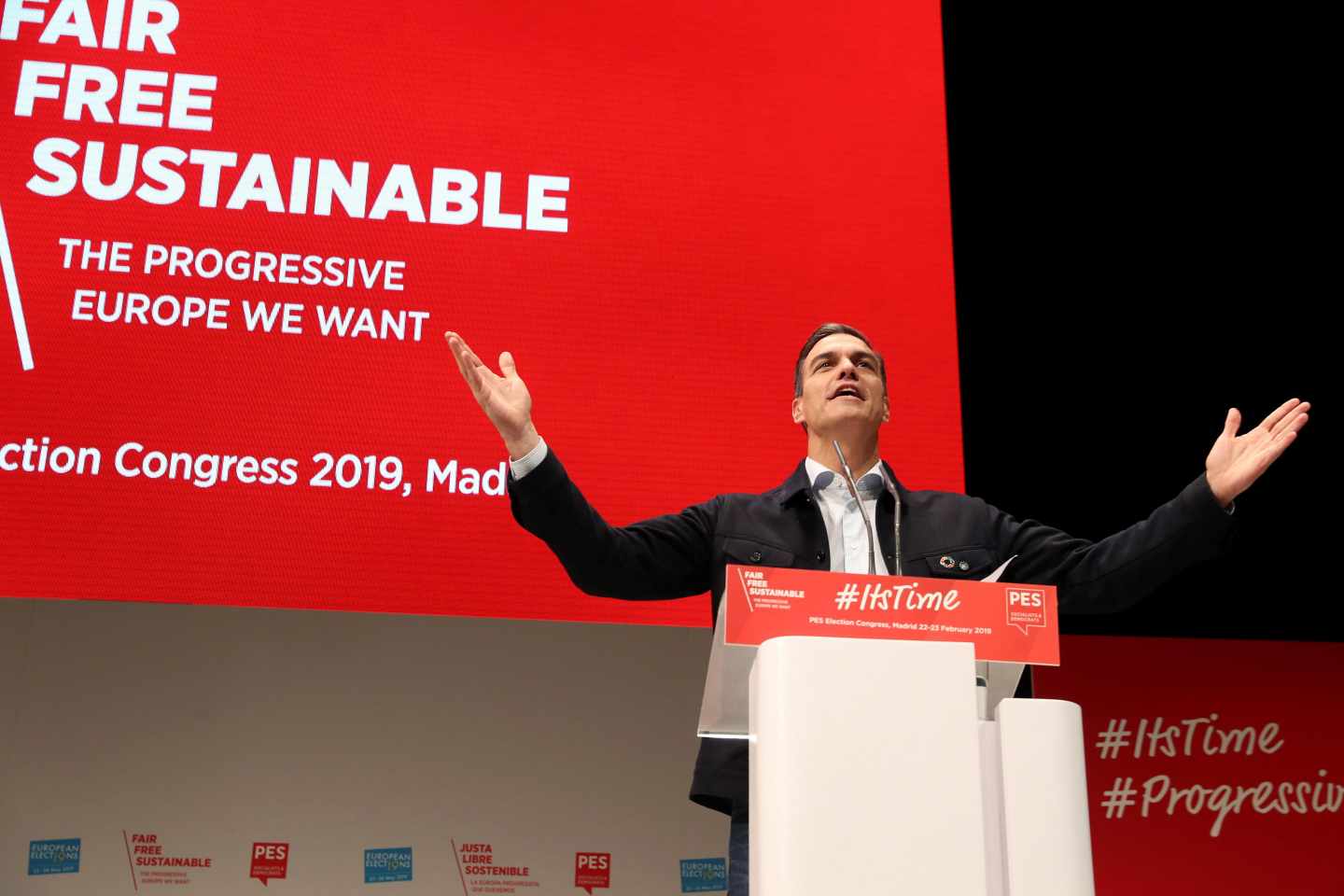 Pedro Sánchez, con los socialistas europeos en Madrid.