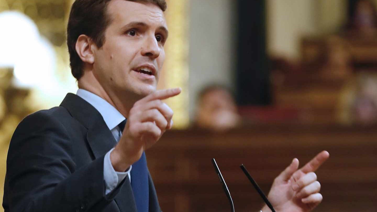Pablo Casado, en la última sesión de control al Gobierno antes de la convocatoria de elecciones.