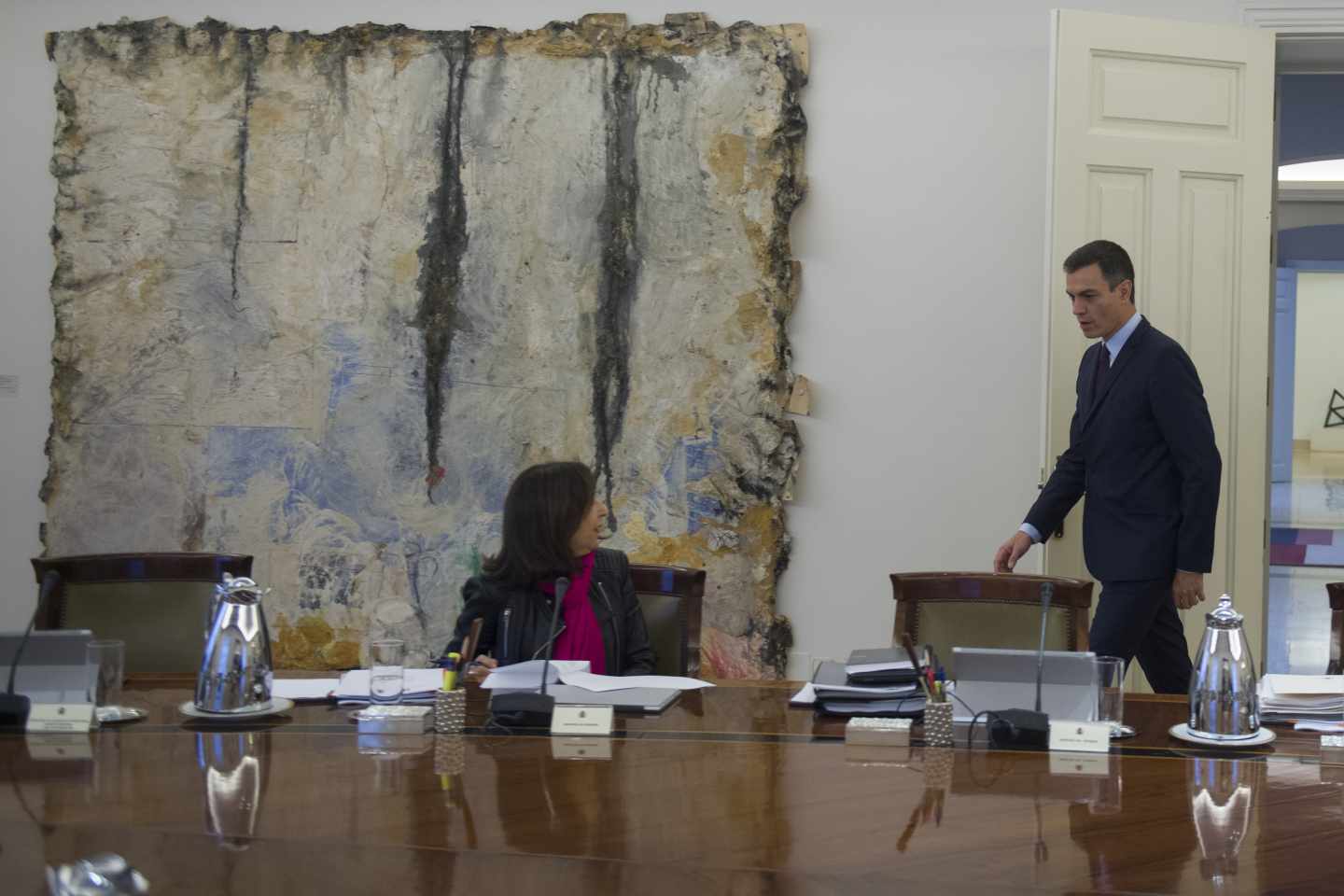 El presidente del Gobierno, Pedro Sánchez, en la reunión del Consejo de Ministros en la que se ha decidido el adelanto electoral.