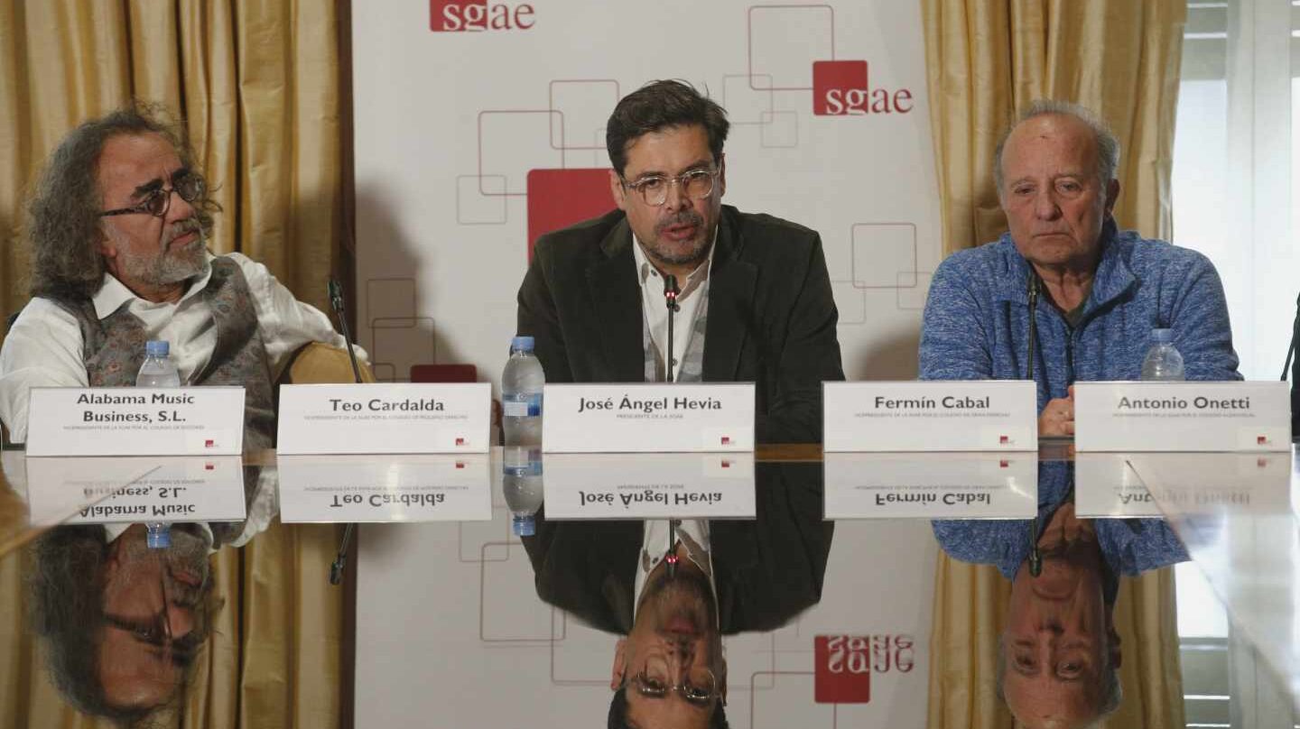 El gaitero José Ángel Hevia en noviembre, durante su presentación como presidente de la SGAE