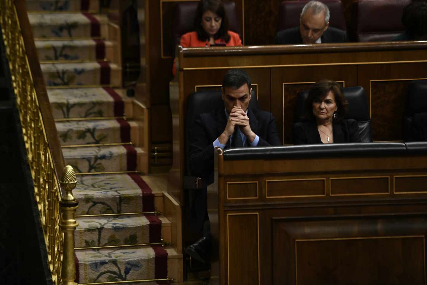 Pedro Sánchez y Carmen Calvo, en el Congreso.