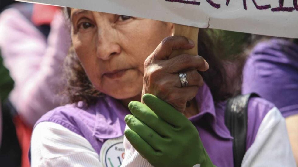 Trabajadora del hogar en una manifestación