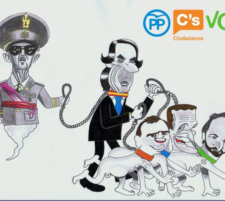 Podemos compara a Rivera, Casado y Abascal con perros de Franco y Aznar
