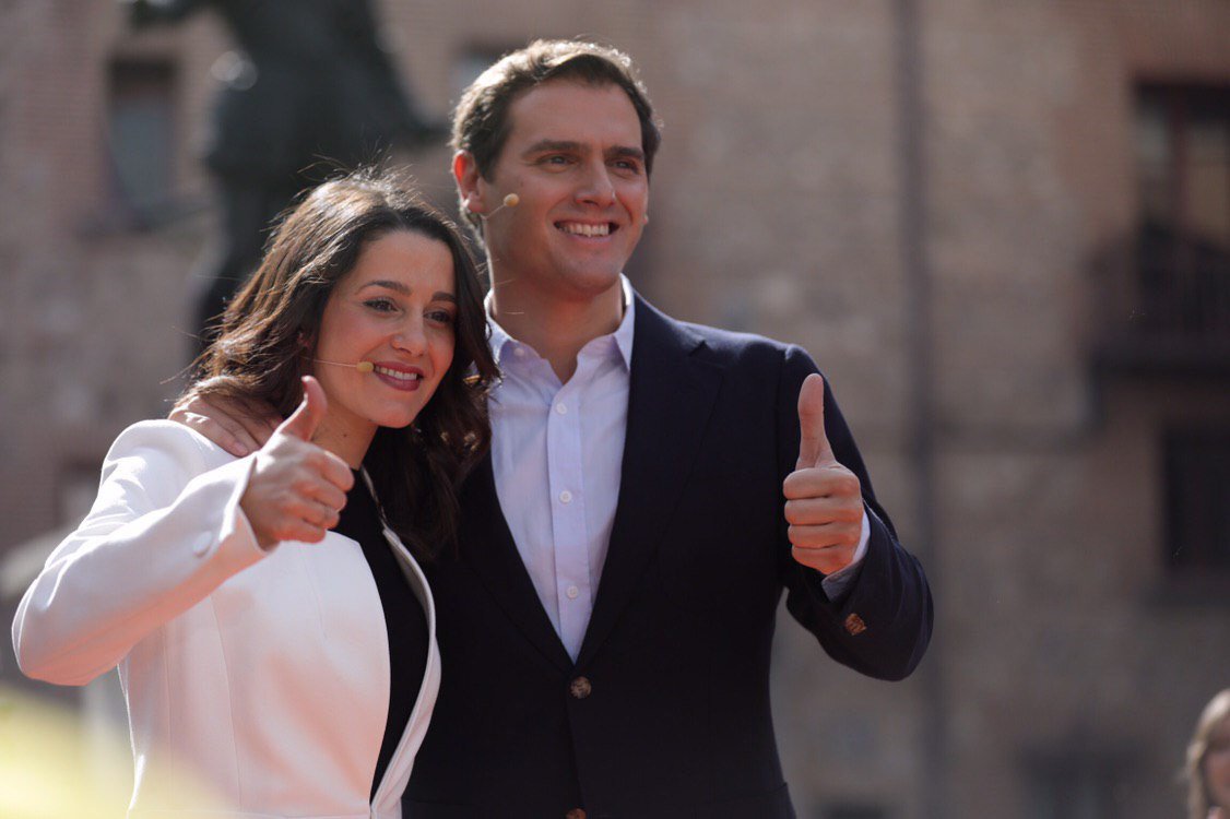 Inés Arrimadas y Albert Rivera, en el acto de Madrid de Ciudadanos.