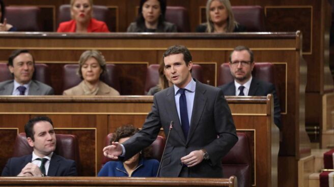 Pablo Casado, en la sesión de control en el Congreso. Pablo Casado, en la sesión de control en el Congreso.