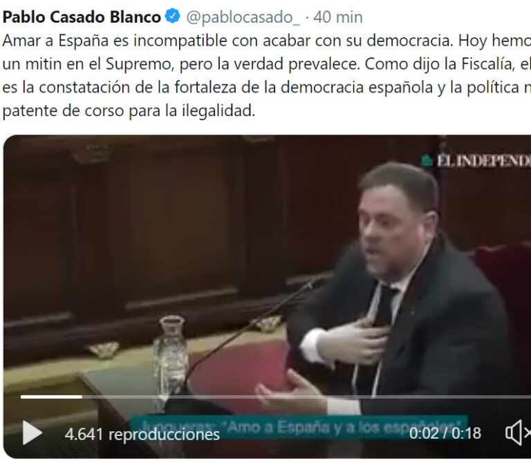 Casado y Rivera critican el "cinismo" de Junqueras con su "amo a España"