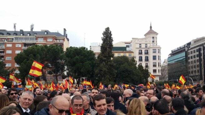 Pablo Casado, en la manifestación de la plaza de Colón en Madrid.