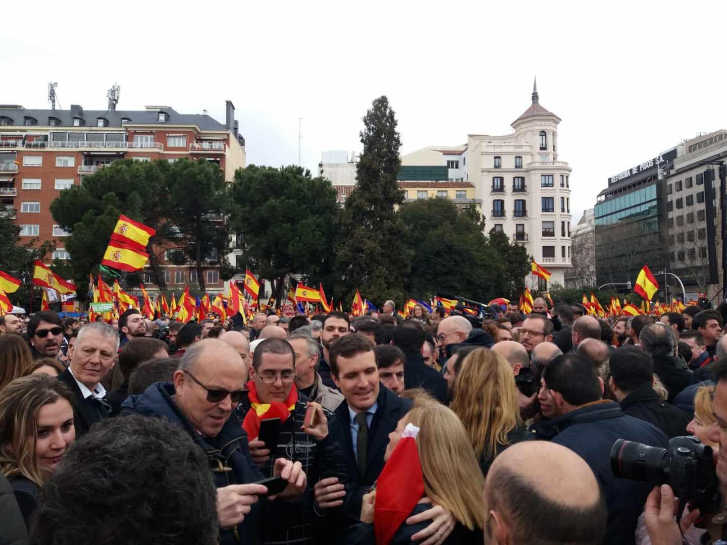 Pablo Casado, en la manifestación de la plaza de Colón en Madrid.