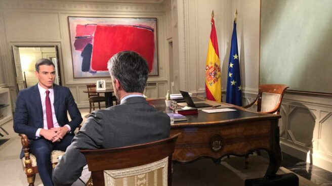 El presidente del Gobierno, Pedro Sánchez, durante su entrevista en TVE.