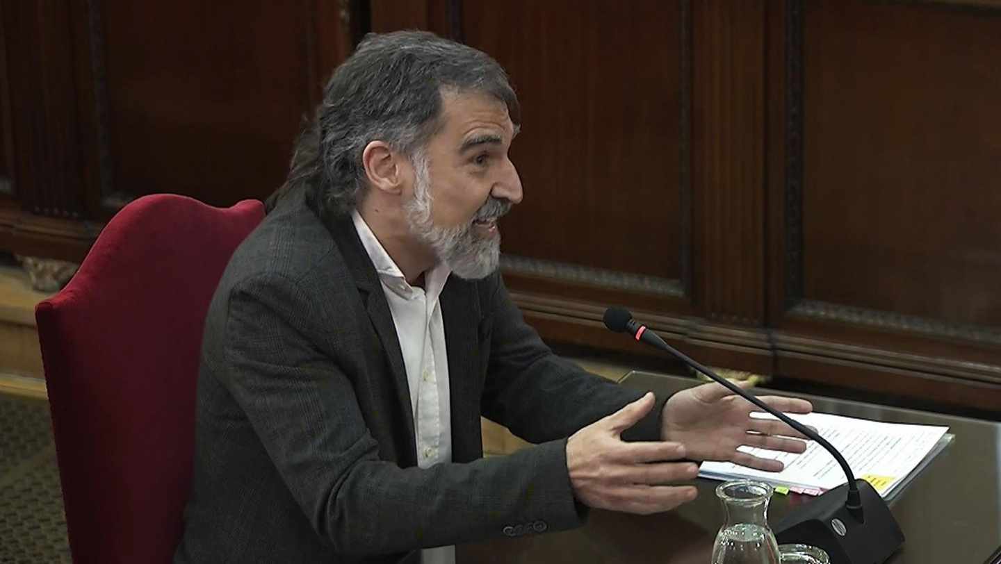 Jordi Cuixart, durante su declaración este martes en el juicio del 'procés'.