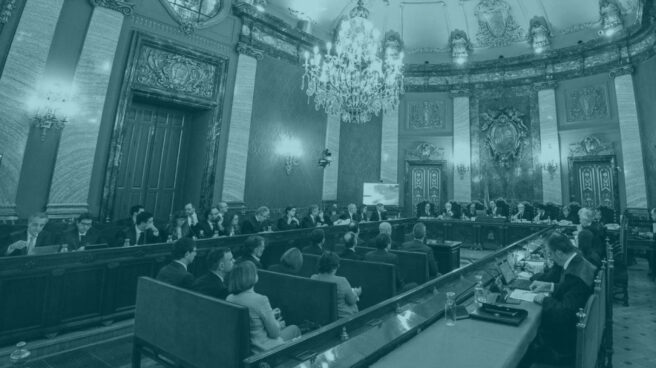 Sala del Tribunal Supremo durante el juicio al procés.