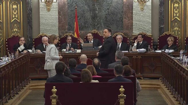 Oriol Junqueras, durante su declaración en el juicio del 'procès'.