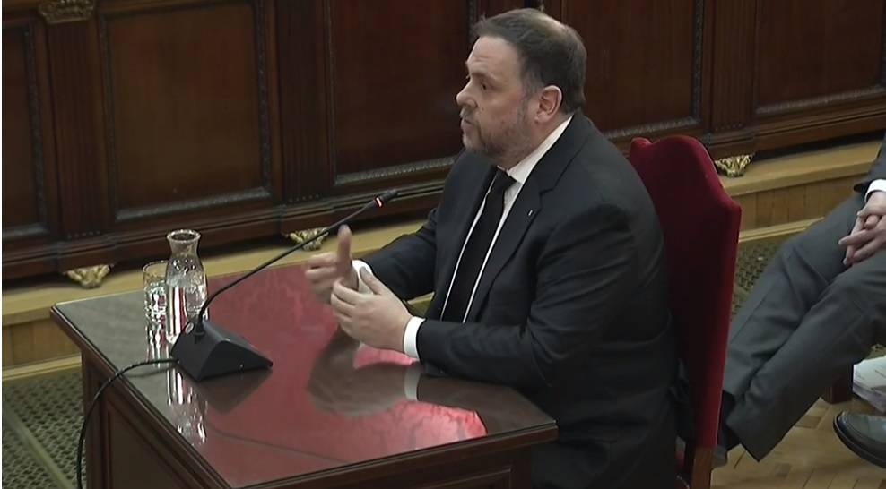 Oriol Junqueras, durante su interrogatorio en el Tribunal Supremo.