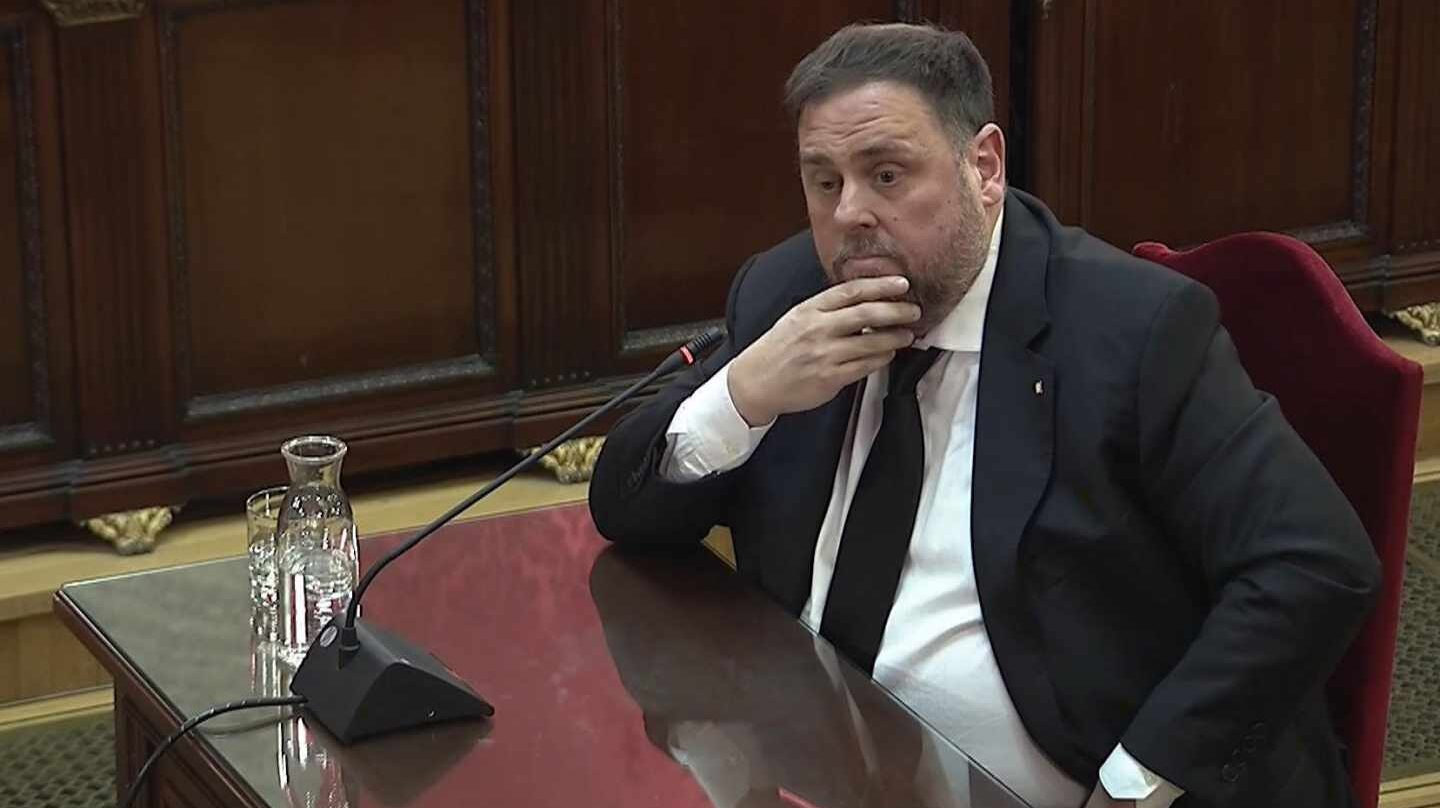 Oriol Junqueras, durante su declaración ante el Tribunal Supremo en el juicio del procés.