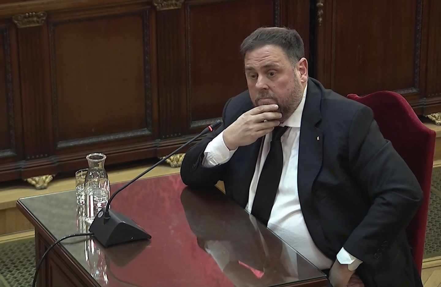 Oriol Junqueras, durante su declaración ante el Tribunal Supremo en el juicio del procés.