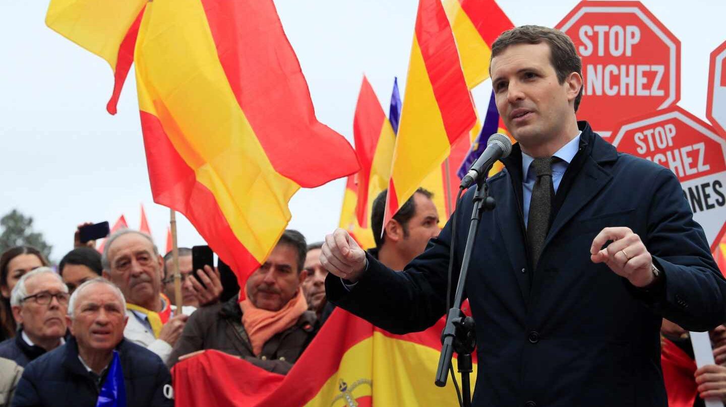 Pablo Casado, en la manifestación de Colón.