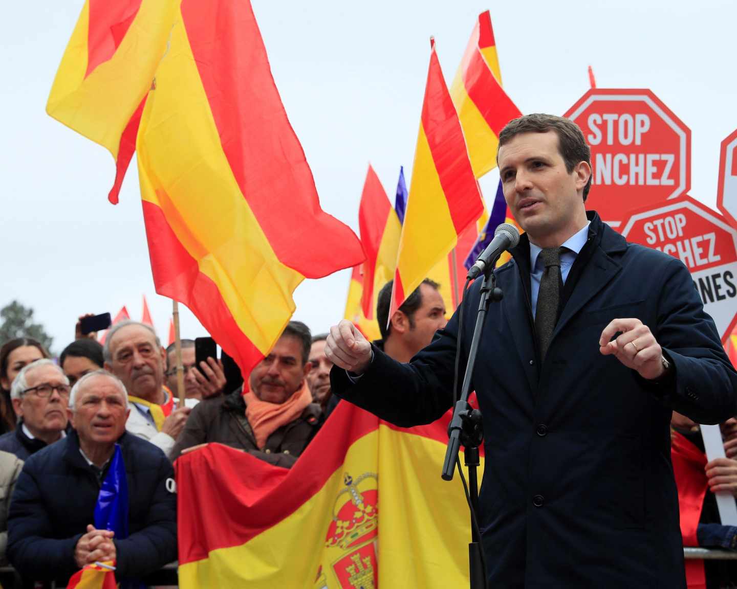 Pablo Casado, en la manifestación de Colón.