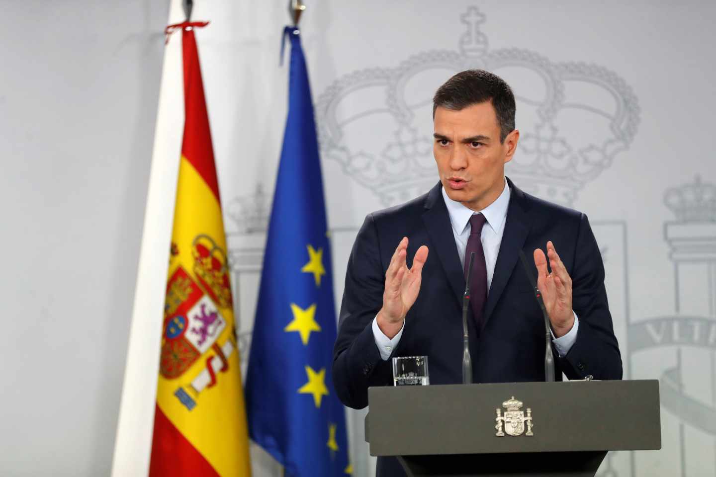 Pedro Sánchez, en rueda de prensa para anunciar la fecha de las elecciones generales.