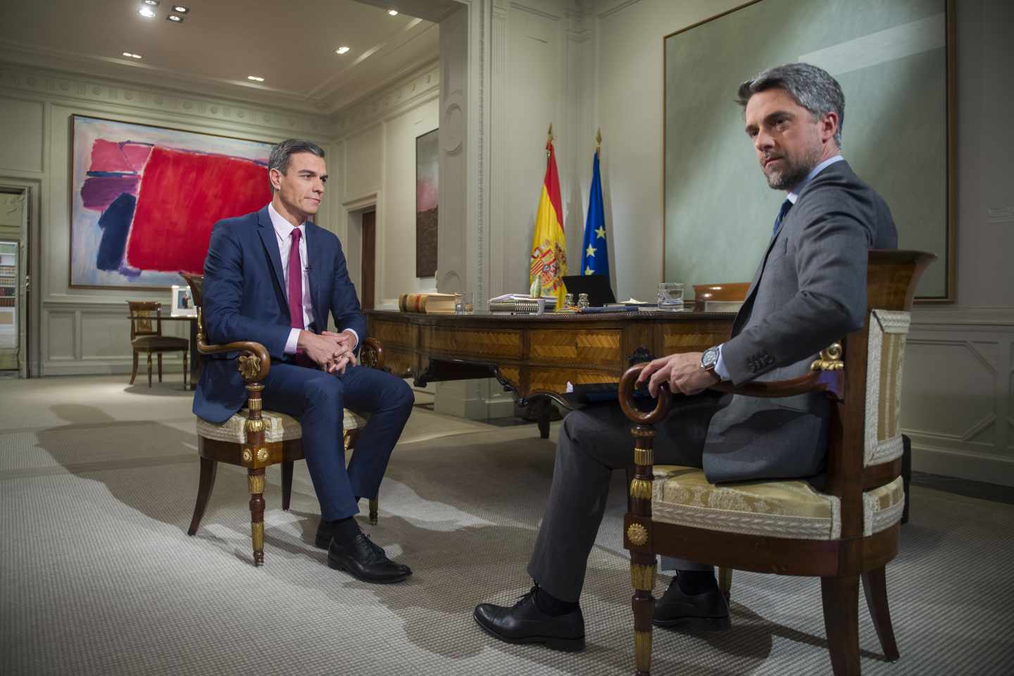 Pedro Sánchez, durante su entrevista en TVE.