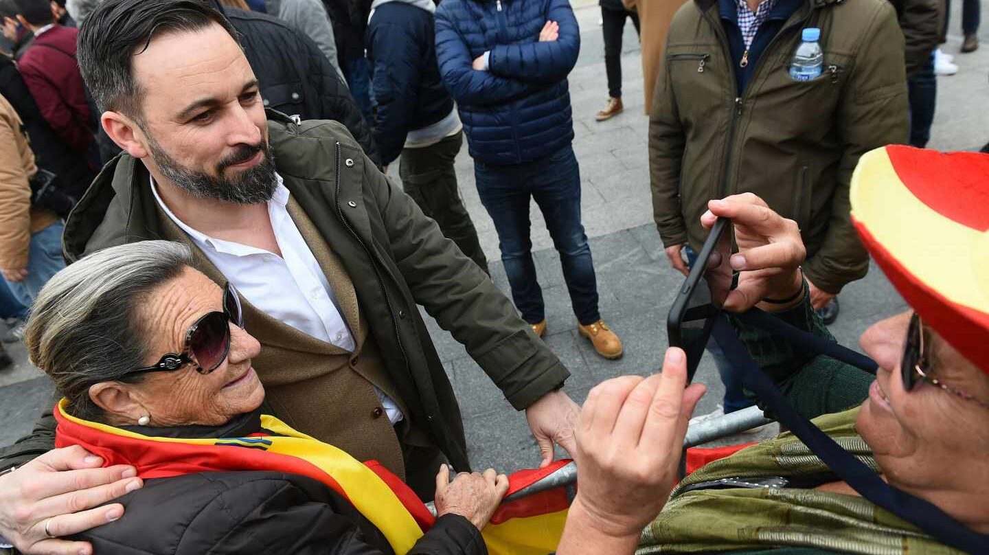 Santiago Abascal , en la concentración del domingo en Colón.