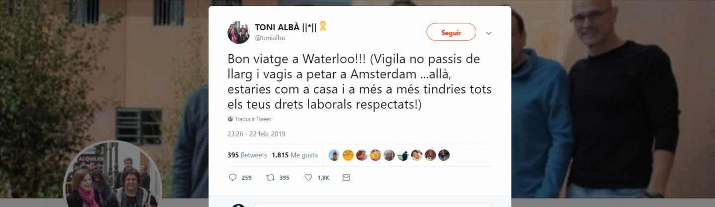 Toni Albà insulta a Arrimadas en Twitter.