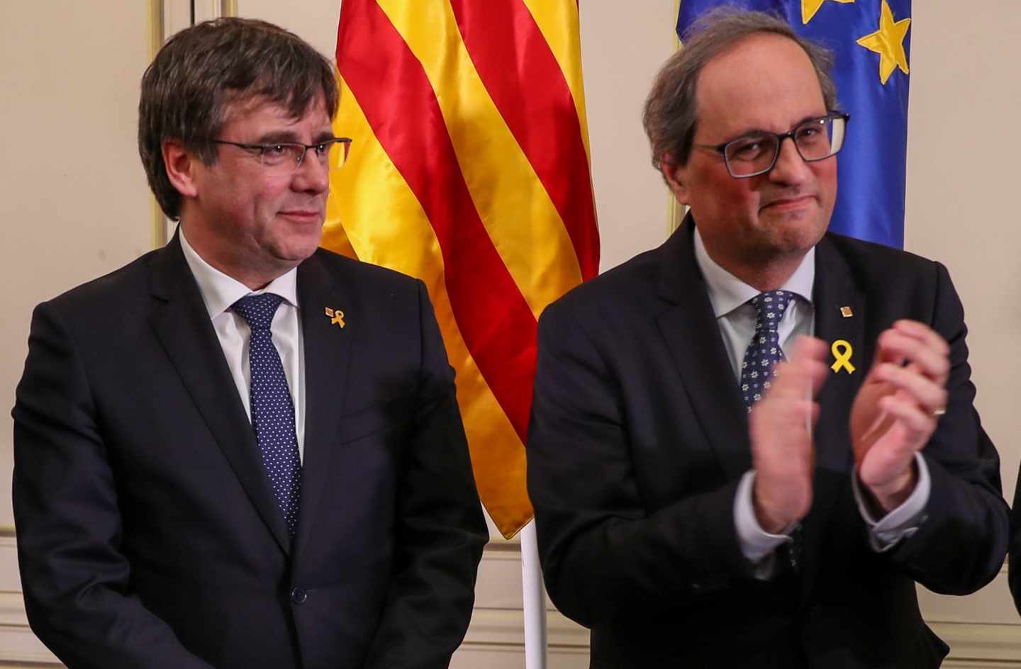 El presidente de la Generalitat de Cataluña, Quim Torra, junto a Carles Puigdemont.