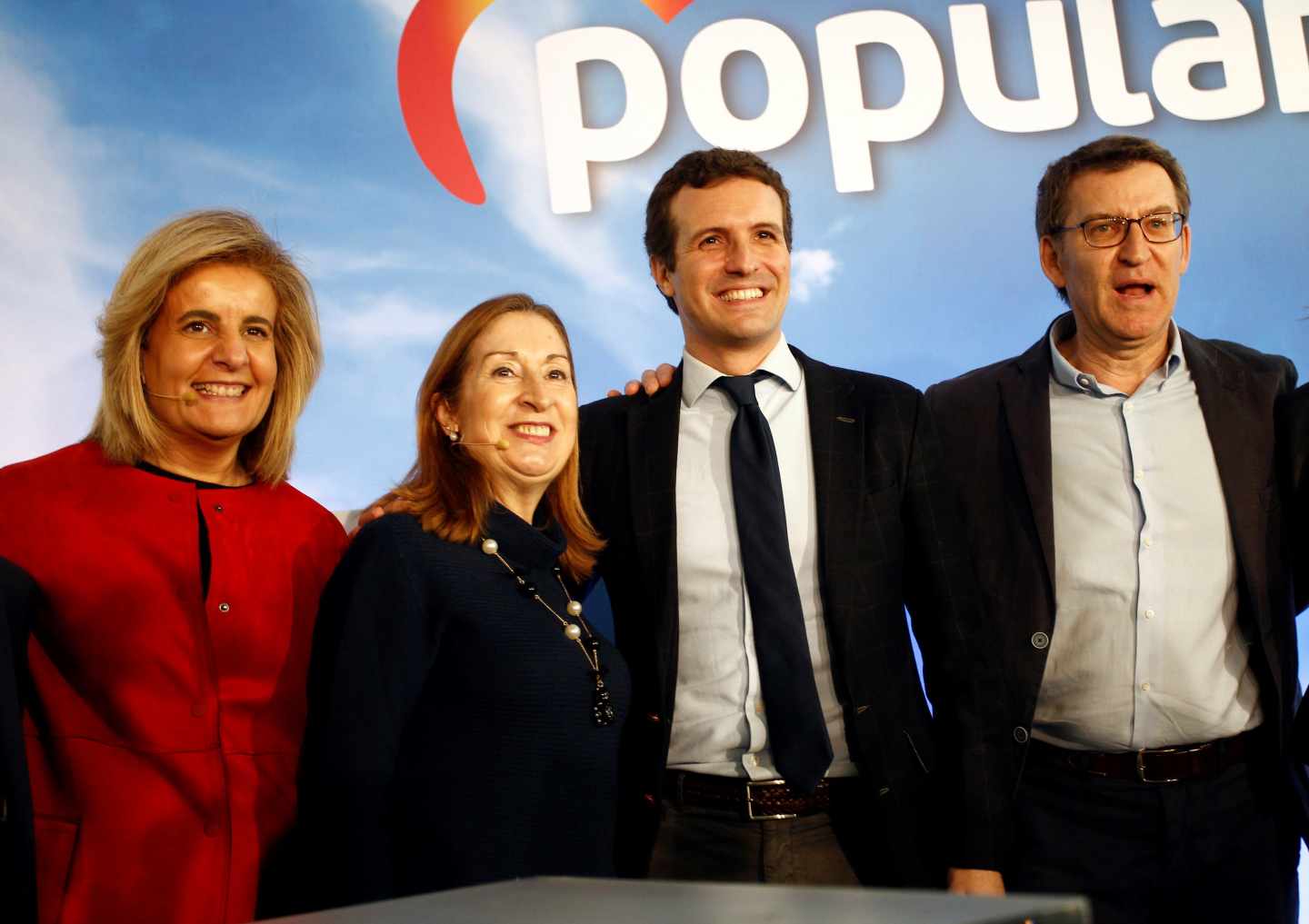 Ana Pastor participó este sábado en un acto de partido en Galicia junto a Pablo Casado, Alberto Núñez Feijóo y Fátima Báñez
