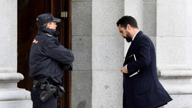 El presidente del Parlament, Roger Torrent, a su llegada al Tribunal Supremo.