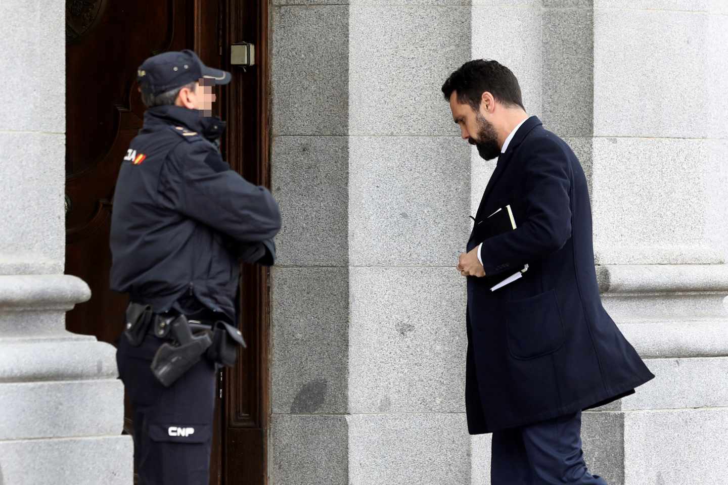 El presidente del Parlament, Roger Torrent, a su llegada al Tribunal Supremo.