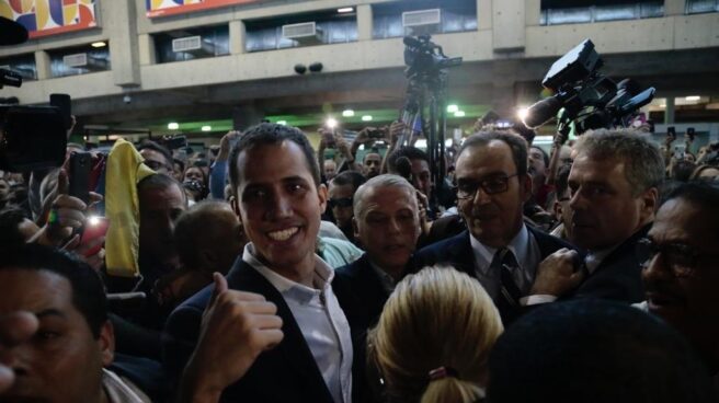 Juan Guaidó , a su llegada al aeropuerto Simón Bolívar de Caracas.