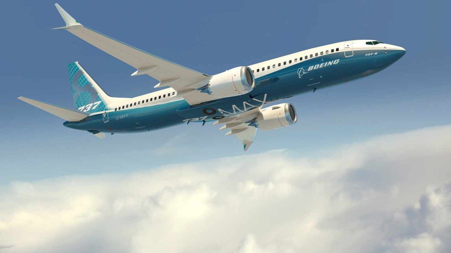 Representación artística del facilitada por Boeing Company de su modelo 737 MAX con los colores de la compañía