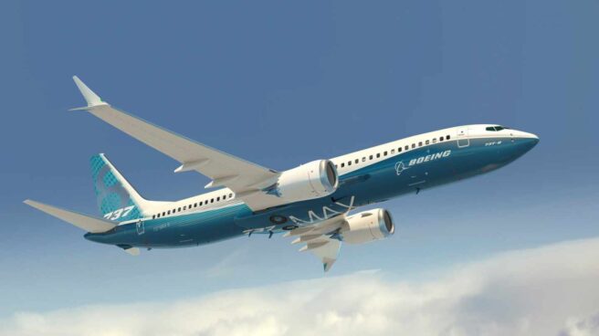 Representación artística del facilitada por Boeing Company de su modelo 737 MAX con los colores de la compañía